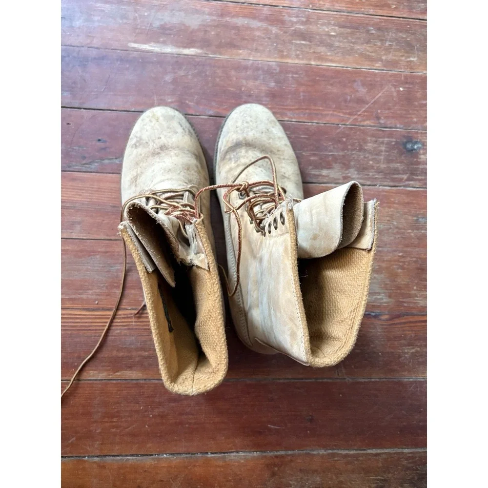 VTG Timberland Boots Mens Sz 10 Wide Brown Lace Up Military Nubuck Leather Work